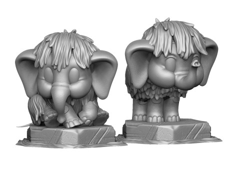 Baby mammoth 4 options for 3D printing STL 3D Принт Модель