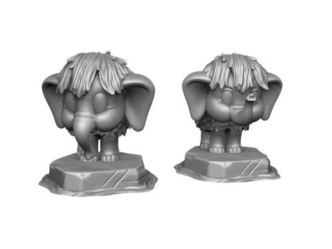 Baby mammoth 4 options for 3D printing STL 3D Print Model