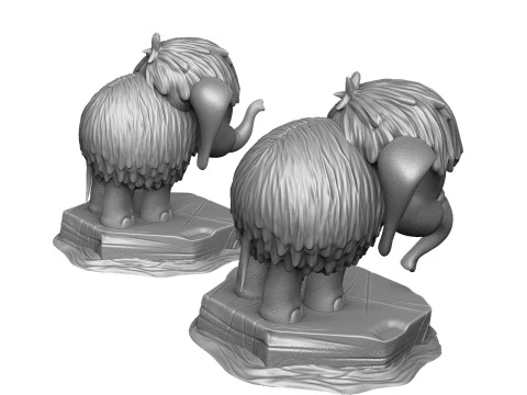 Baby mammoth 4 options for 3D printing STL 3D Print Model