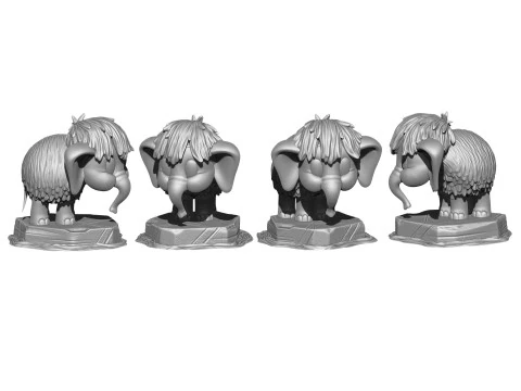 Baby mammoth 4 options for 3D printing STL 3D Print Model