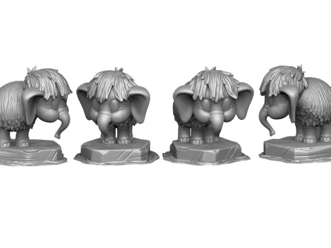 Baby mammoth 4 options for 3D printing STL 3D Print Model