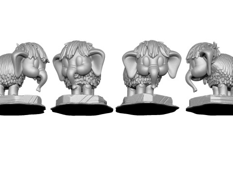 Baby mammoth 4 options for 3D printing STL Modelo de impresión 3D