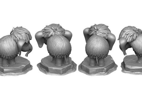Baby mammoth 4 options for 3D printing STL 3D Print Model