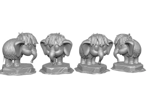 Baby mammoth 4 options for 3D printing STL 3D Print Model