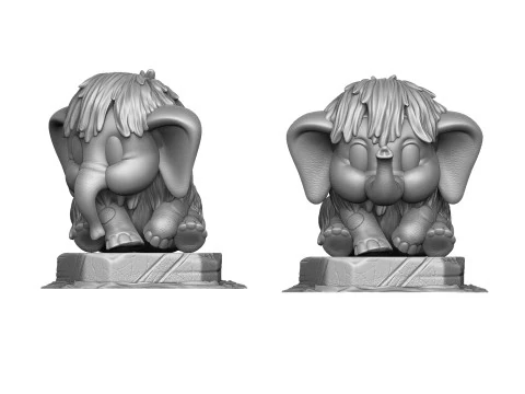 Baby mammoth 4 options for 3D printing STL 3D Print Model