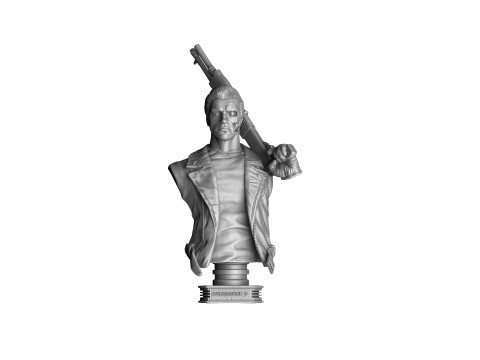 Terminator T-800 BUST with weapons 5 head options for 3D printing STL 3D-Druckmodell
