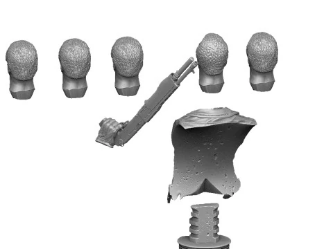 Terminator T-800 BUST with weapons 5 head options for 3D printing STL 3D Print Model
