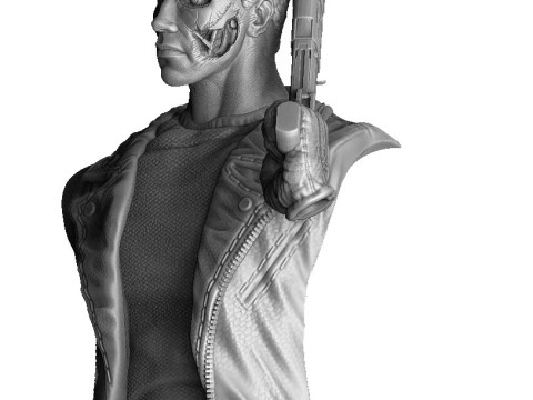 Terminator T-800 BUST with weapons 5 head options for 3D printing STL 3D-Druckmodell