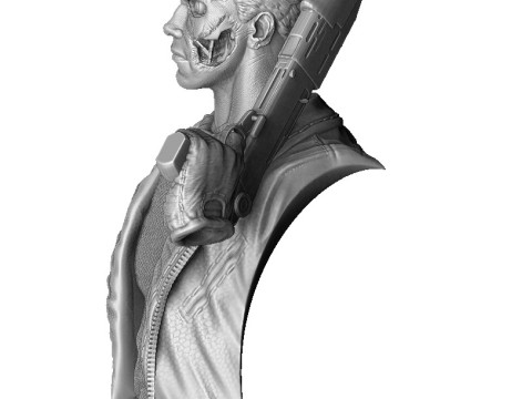 Terminator T-800 BUST with weapons 5 head options for 3D printing STL 3D-Druckmodell