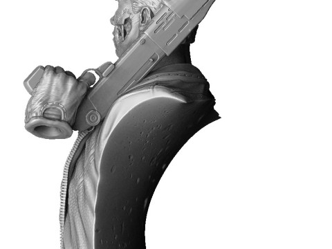 Terminator T-800 BUST with weapons 5 head options for 3D printing STL 3D-Druckmodell