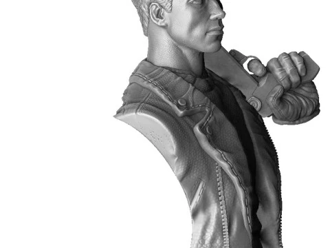 Terminator T-800 BUST with weapons 5 head options for 3D printing STL 3D Print Model