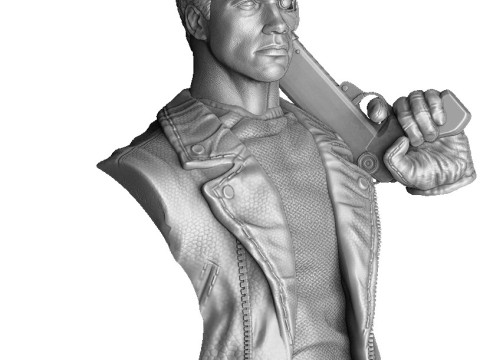 Terminator T-800 BUST with weapons 5 head options for 3D printing STL 3D-Druckmodell