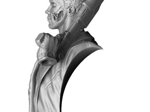Terminator T-800 BUST with weapons 5 head options for 3D printing STL 3D Print Model