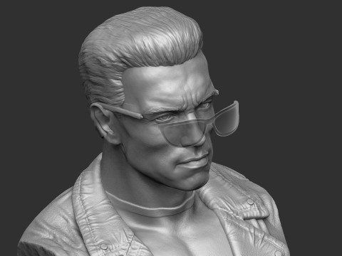 Arnold Schwarzenegger wearing glasses 2 glasses options BUST for 3D printing STL Model Cetak 3D