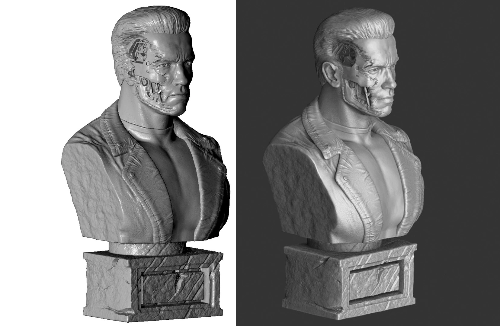 Terminator T-800 BUST 2 options for 3D printing STL 3D Print Model .c4d .max .obj .3ds .fbx .stl .blend 