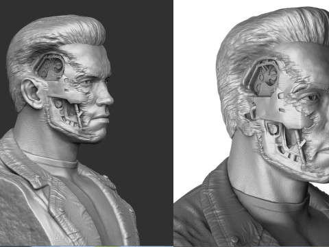 Terminator T-800 BUST 2 options for 3D printing STL 3D Print Model