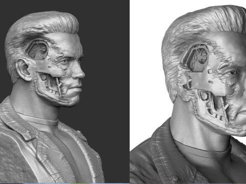 Terminator T-800 BUST 2 options for 3D printing STL 3D Print Model