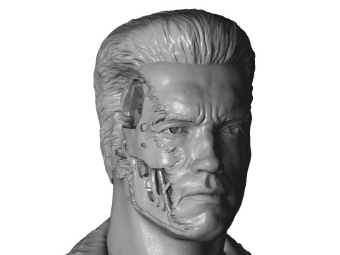 Terminator T-800 BUST 2 options for 3D printing STL 3D Print Model