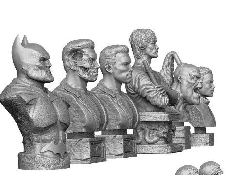 BUSTS SET OF 9 CHARACTERS for 3D printing STL 3D Baskı Modeli