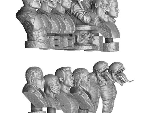 BUSTS SET OF 9 CHARACTERS for 3D printing STL 3D Baskı Modeli