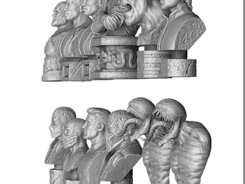 BUSTS SET OF 9 CHARACTERS for 3D printing STL 3D Baskı Modeli