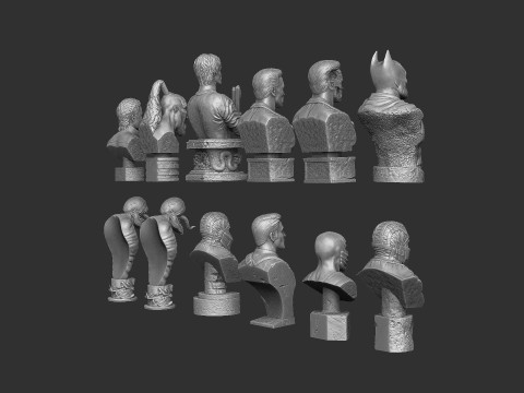 BUSTS SET OF 9 CHARACTERS for 3D printing STL 3D Baskı Modeli