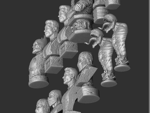 BUSTS SET OF 9 CHARACTERS for 3D printing STL 3D Baskı Modeli