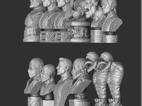 BUSTS SET OF 9 CHARACTERS for 3D printing STL 3D Print Model
