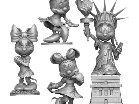 Minnie Mouse 4 options for 3D Printing STL 3D Print Model
