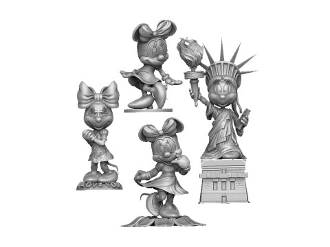 Minnie Mouse 4 options for 3D Printing STL 3D 프린트 모델
