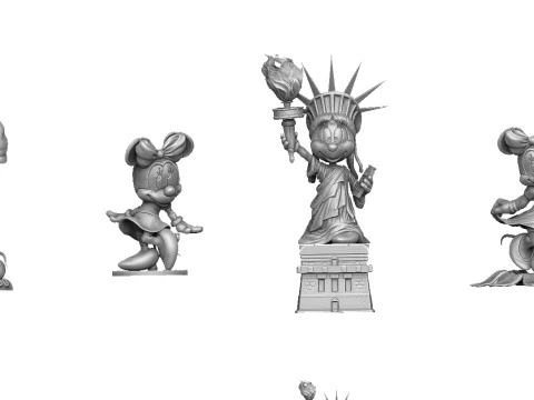Minnie Mouse 4 options for 3D Printing STL 3D Print Model