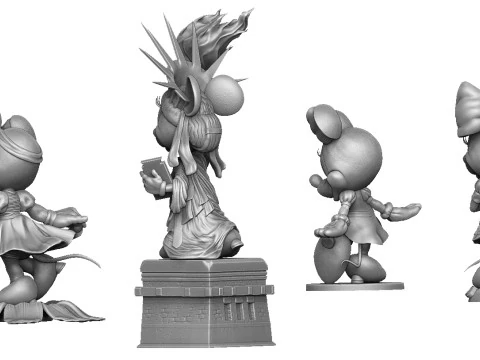 Minnie Mouse 4 options for 3D Printing STL 3D Print Model