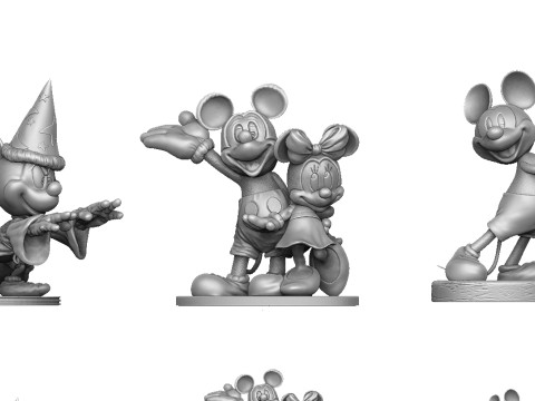 Mickey Mouse 4 options for 3D Printing STL Model Cetak 3D