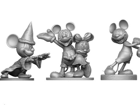 Mickey Mouse 4 options for 3D Printing STL Model Cetak 3D