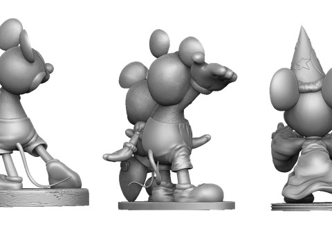 Mickey Mouse 4 options for 3D Printing STL Model Cetak 3D