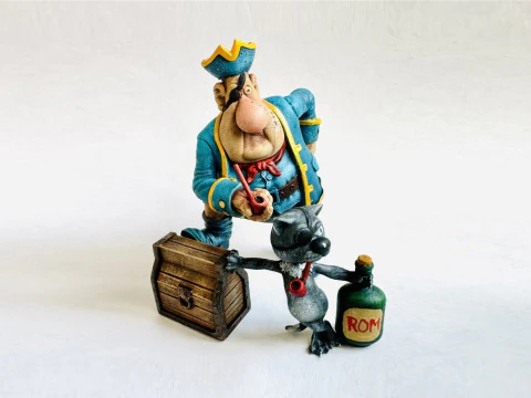 BILLY BONES WITH A PIRATE CAT for 3D printing STL 3D Print Model