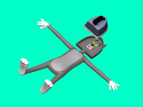 Tom die Katze mit einem B&uuml;geleisen f&uuml;r den 3D-Druck STL 3D Druckmodell