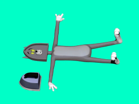 Tom die Katze mit einem B&uuml;geleisen f&uuml;r den 3D-Druck STL 3D Druckmodell