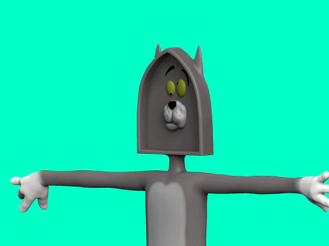 Tom die Katze mit einem B&uuml;geleisen f&uuml;r den 3D-Druck STL 3D Druckmodell