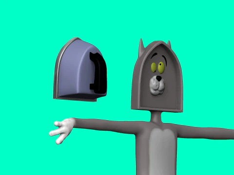 Tom die Katze mit einem B&uuml;geleisen f&uuml;r den 3D-Druck STL 3D Druckmodell