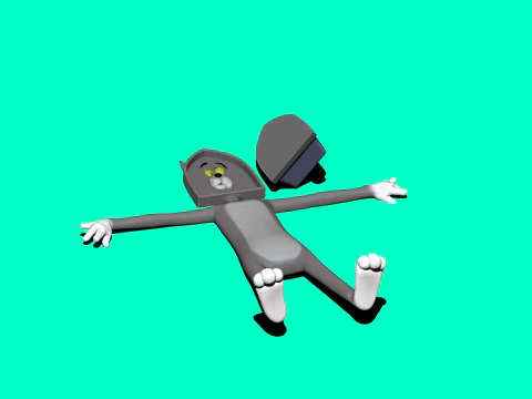 Tom die Katze mit einem B&uuml;geleisen f&uuml;r den 3D-Druck STL 3D Druckmodell