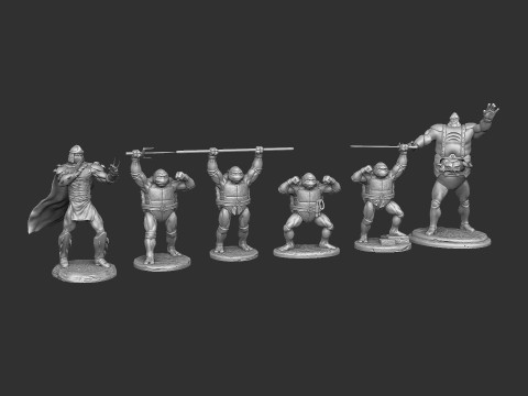 Collection from Teenage Mutant Ninja Turtles 6 characters for 3D printing STL Modello di stampa 3D