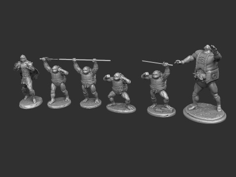 Collection from Teenage Mutant Ninja Turtles 6 characters for 3D printing STL Modello di stampa 3D