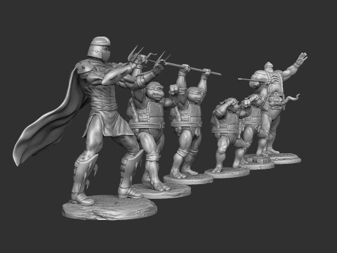 Collection from Teenage Mutant Ninja Turtles 6 characters for 3D printing STL Modello di stampa 3D