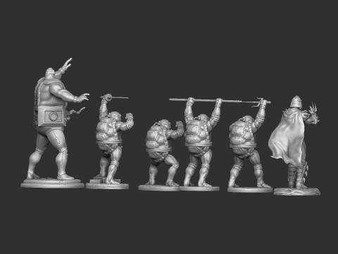 Collection from Teenage Mutant Ninja Turtles 6 characters for 3D printing STL Modello di stampa 3D