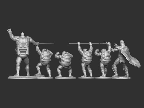 Collection from Teenage Mutant Ninja Turtles 6 characters for 3D printing STL Modello di stampa 3D