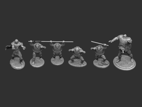 Collection from Teenage Mutant Ninja Turtles 6 characters for 3D printing STL Modello di stampa 3D