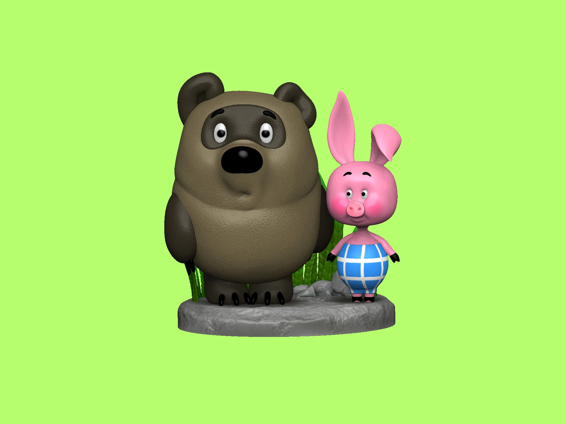 Winnie-the-Pooh and Piglet for 3D printing STL 3D Print Model .c4d .max .obj .3ds .fbx .stl .blend