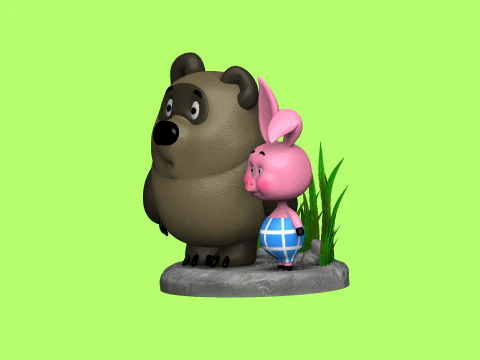 Winnie-the-Pooh and Piglet for 3D printing STL 3D Print Model