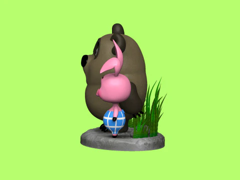 Winnie-the-Pooh and Piglet for 3D printing STL 3D Print Model